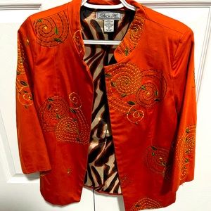 EUC orange embroidered blazer